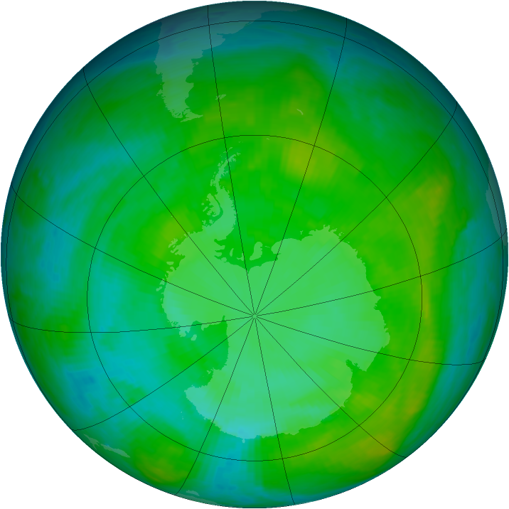Antarctic ozone map for 10 January 1984